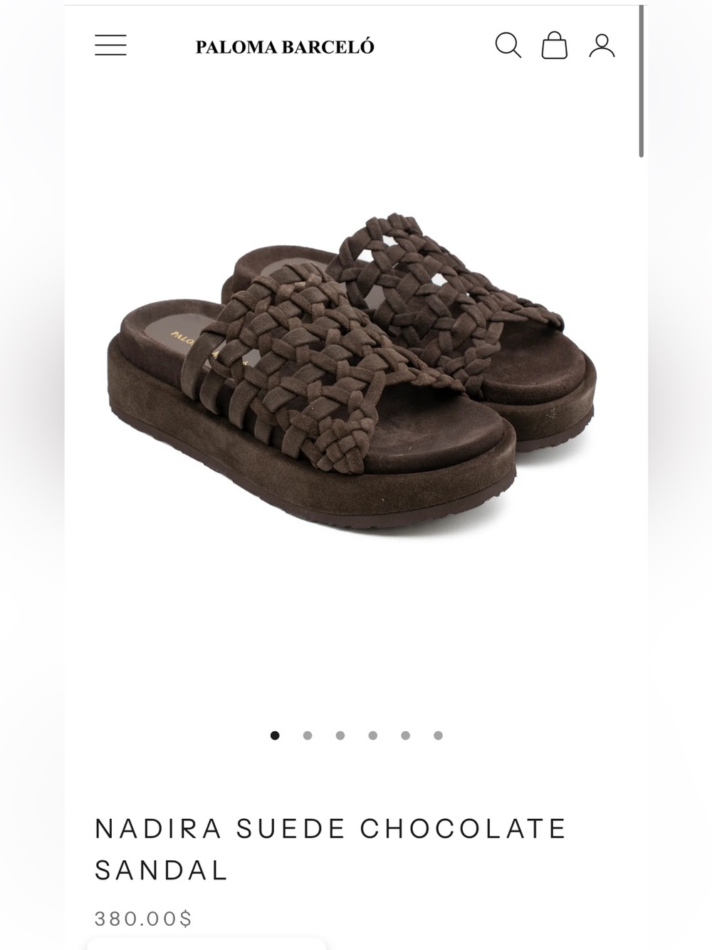 Paloma Barceló Nadira Suede Chocolate Woven Slide Sandal
